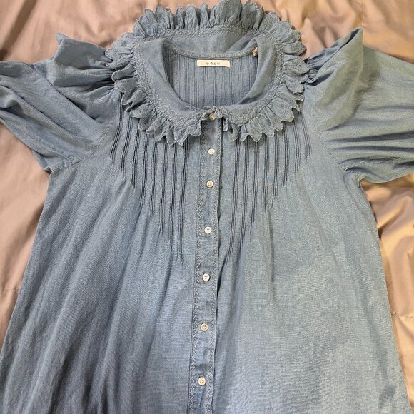 DOEN Wing Mini Dress in Parisian Chambray Blue - Picture 5 of 16